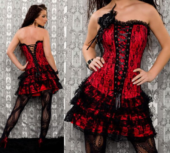 Red and black corset 